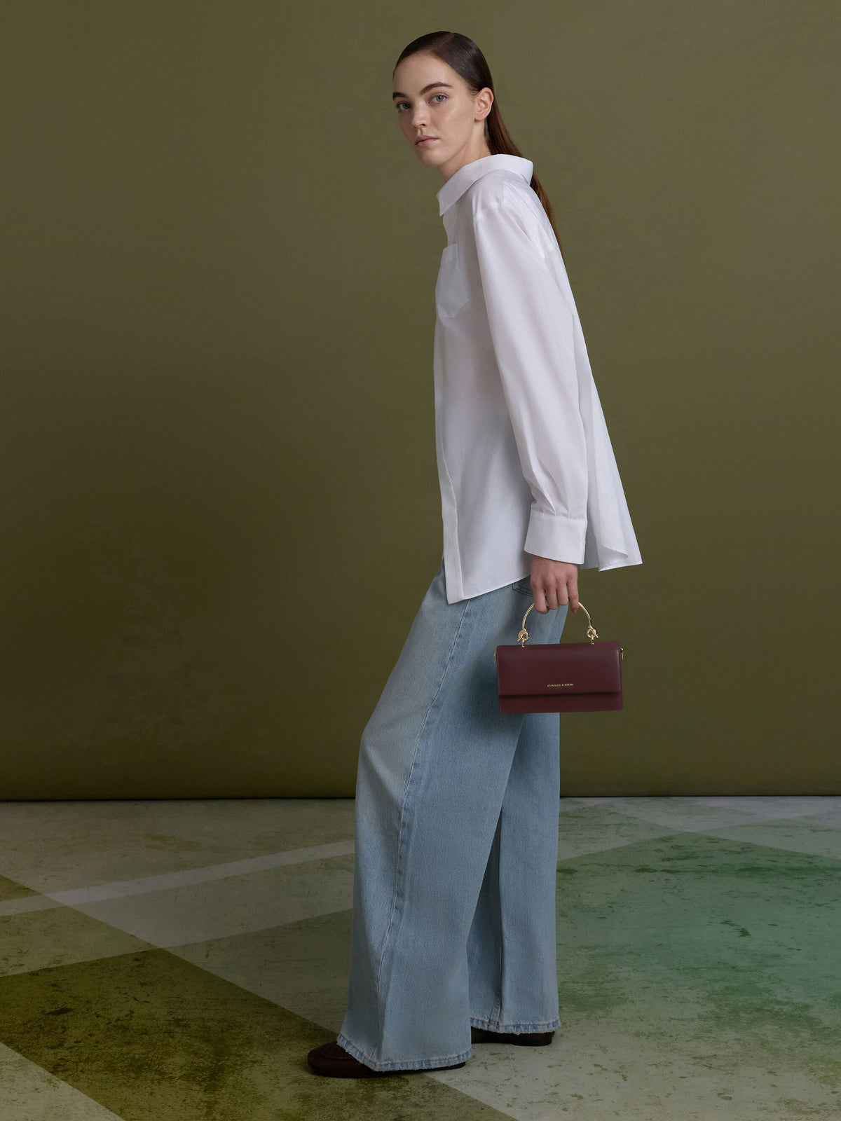 CHARLES & KEITH Deals | Kristine Sculptural-Handle Long Wallet - Wineberry Red
