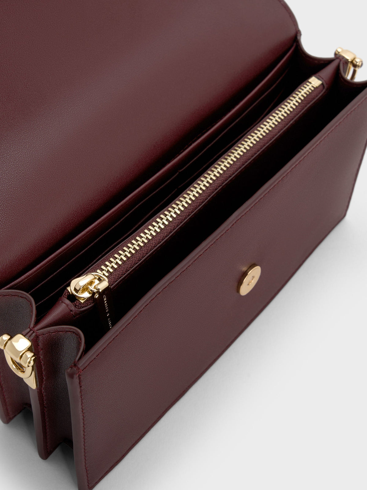 CHARLES & KEITH Deals | Kristine Sculptural-Handle Long Wallet - Wineberry Red