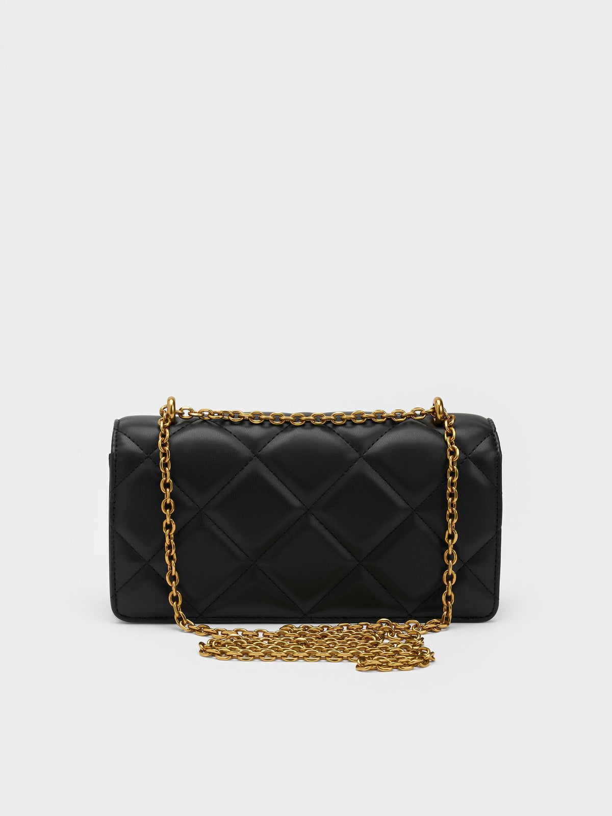 CHARLES & KEITH Customer Favorite | Paffuto Quilted Wallet On Chain - Black