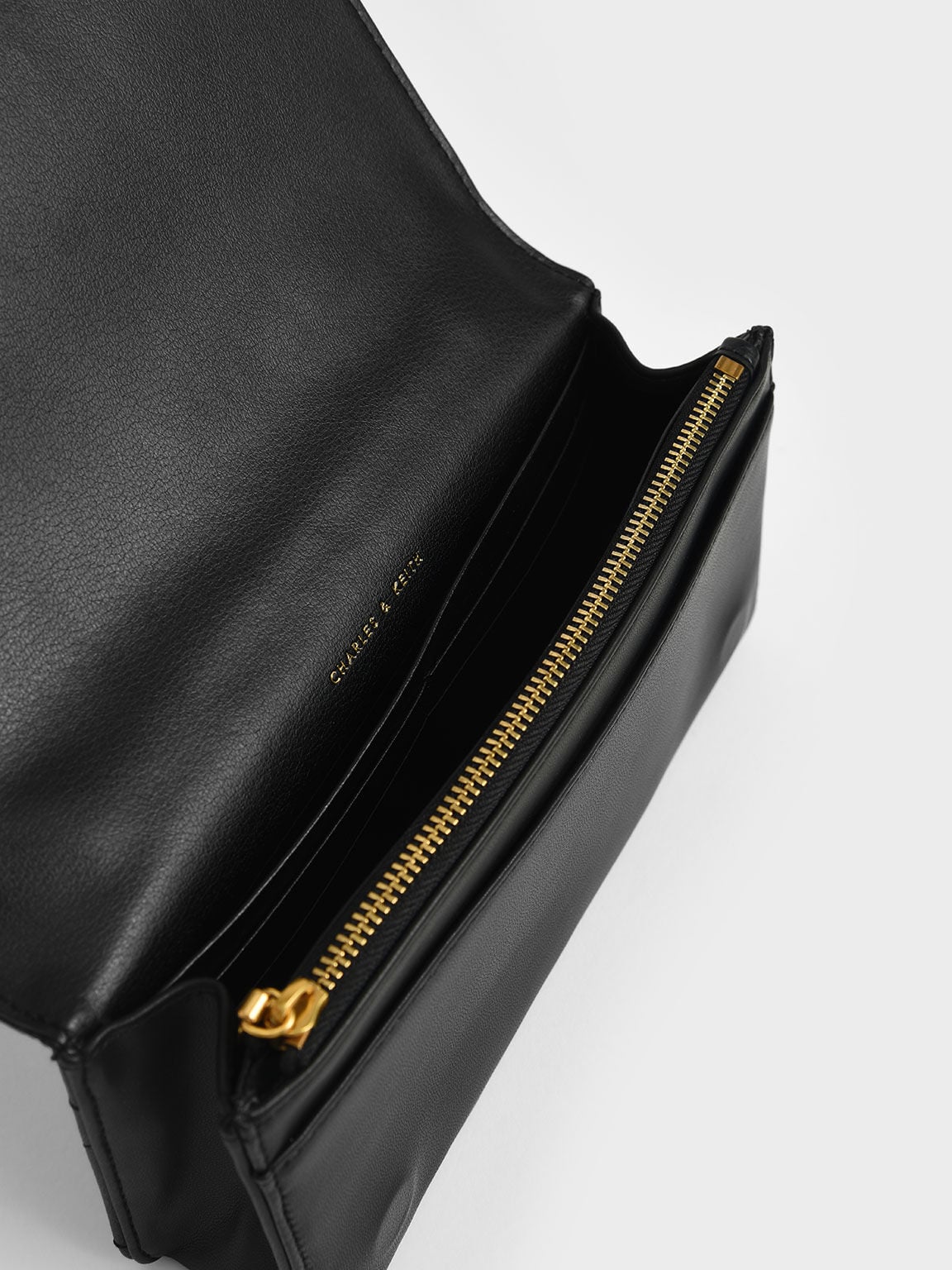 CHARLES & KEITH Customer Favorite | Paffuto Quilted Wallet On Chain - Black