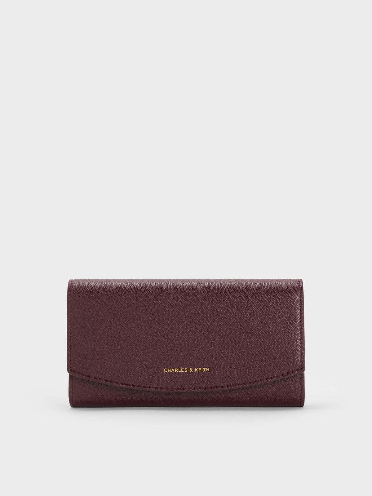 CHARLES & KEITH Recommended | Briony Curved Flap Long Wallet - Wineberry Red