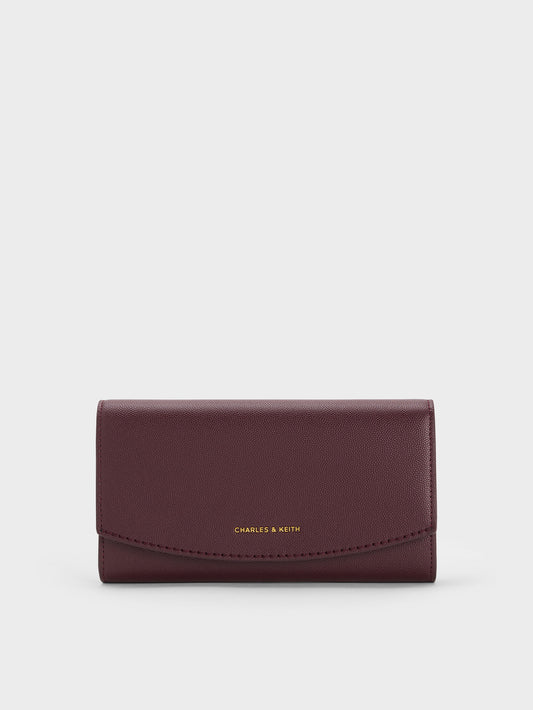 CHARLES & KEITH Recommended | Briony Curved Flap Long Wallet - Wineberry Red