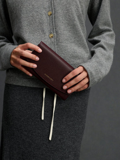 CHARLES & KEITH Recommended | Briony Curved Flap Long Wallet - Wineberry Red