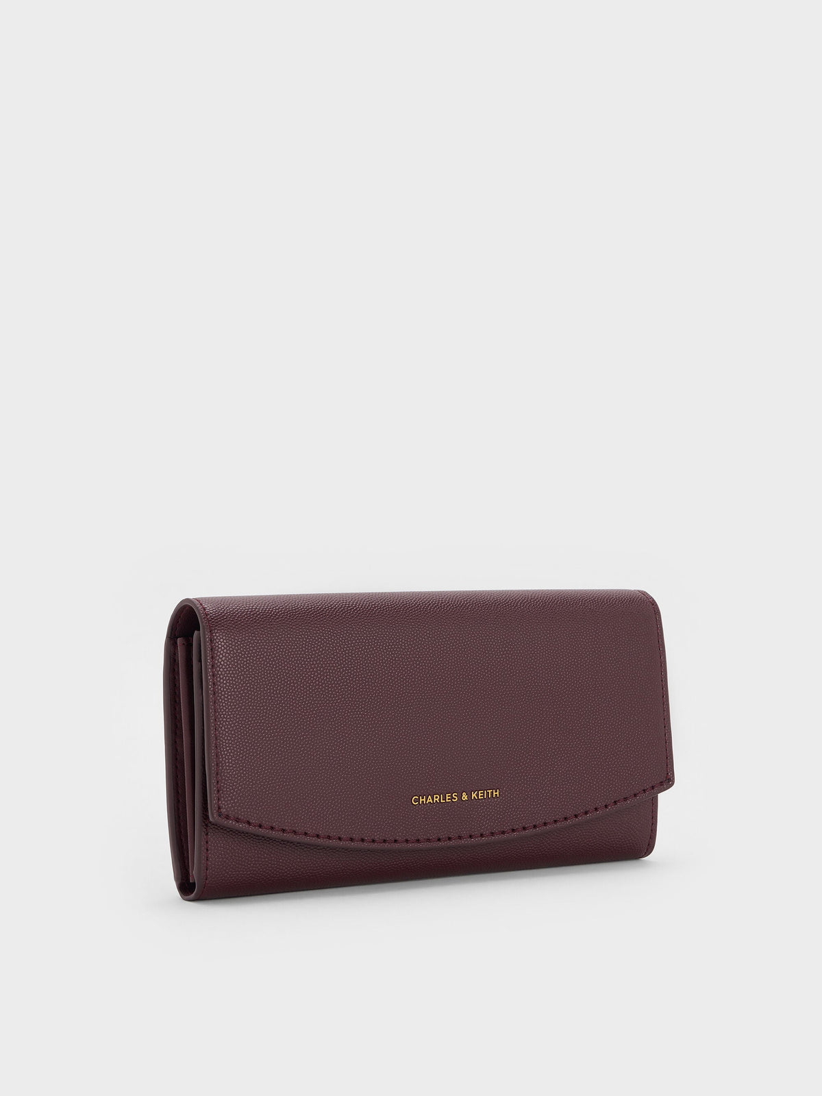 CHARLES & KEITH Recommended | Briony Curved Flap Long Wallet - Wineberry Red