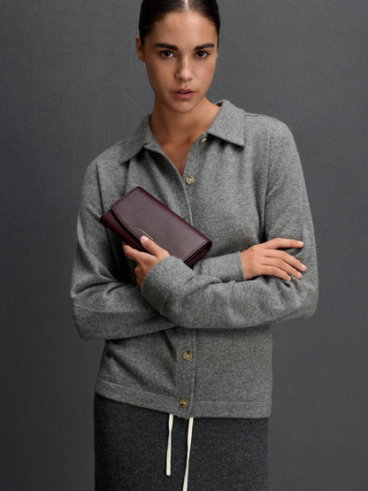 CHARLES & KEITH Recommended | Briony Curved Flap Long Wallet - Wineberry Red