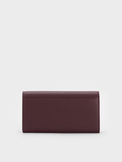 CHARLES & KEITH Recommended | Briony Curved Flap Long Wallet - Wineberry Red