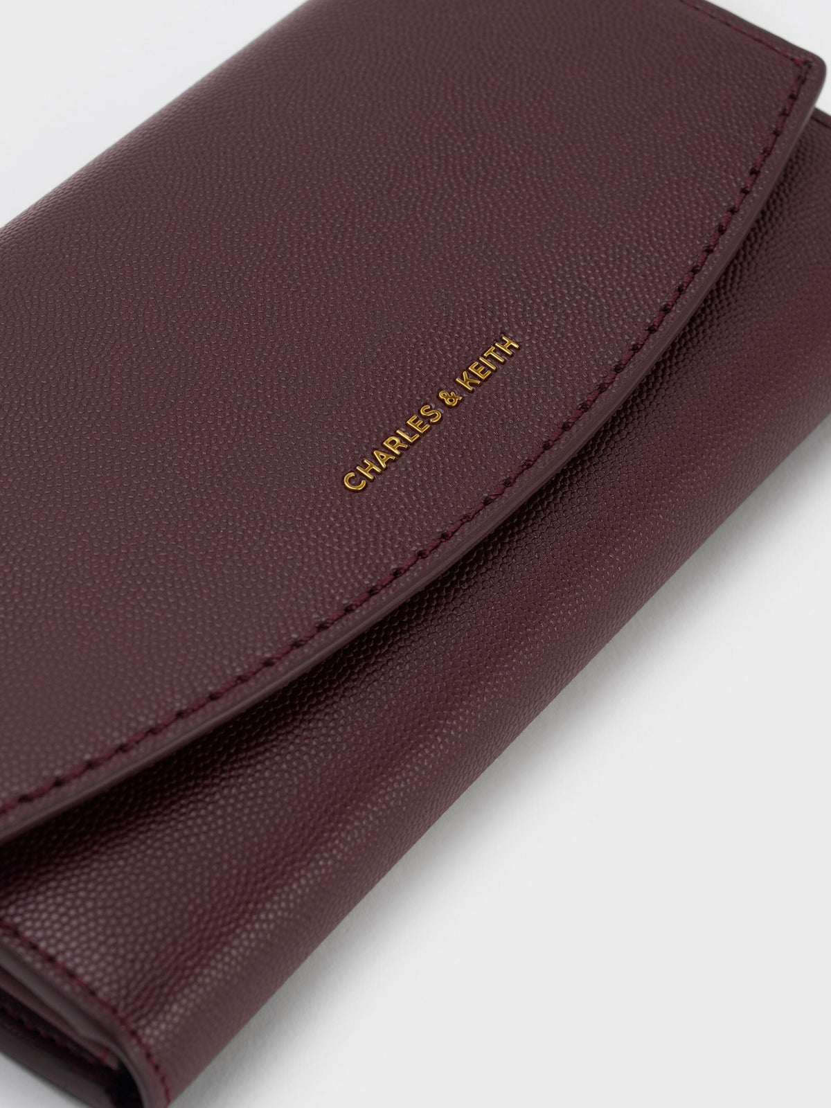 CHARLES & KEITH Recommended | Briony Curved Flap Long Wallet - Wineberry Red