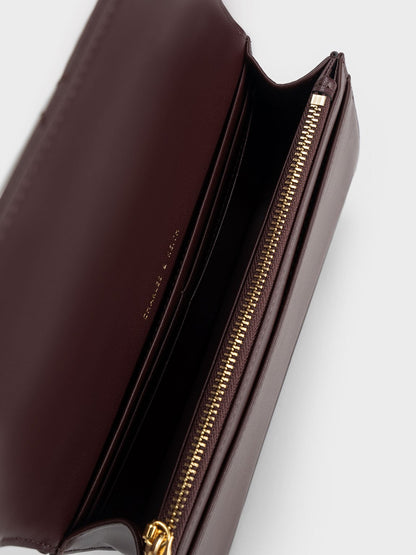 CHARLES & KEITH Latest | Paffuto Quilted Chain-Handle Long Wallet - Dark Chocolate
