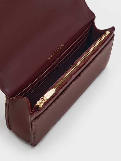 CHARLES & KEITH Latest | Paffuto Quilted Chain-Handle Long Wallet - Dark Chocolate