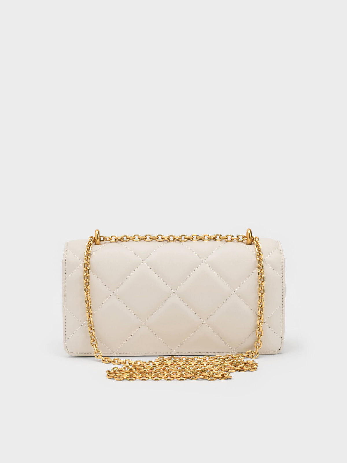 CHARLES & KEITH Trending | Paffuto Quilted Wallet On Chain - Cream
