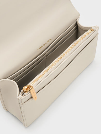 CHARLES & KEITH Trending | Paffuto Quilted Wallet On Chain - Cream