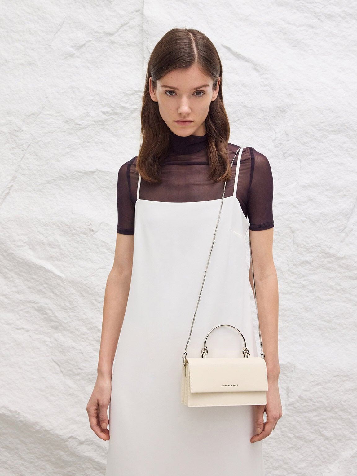 CHARLES & KEITH Best Price | Kristine Sculptural-Handle Long Wallet - Cream