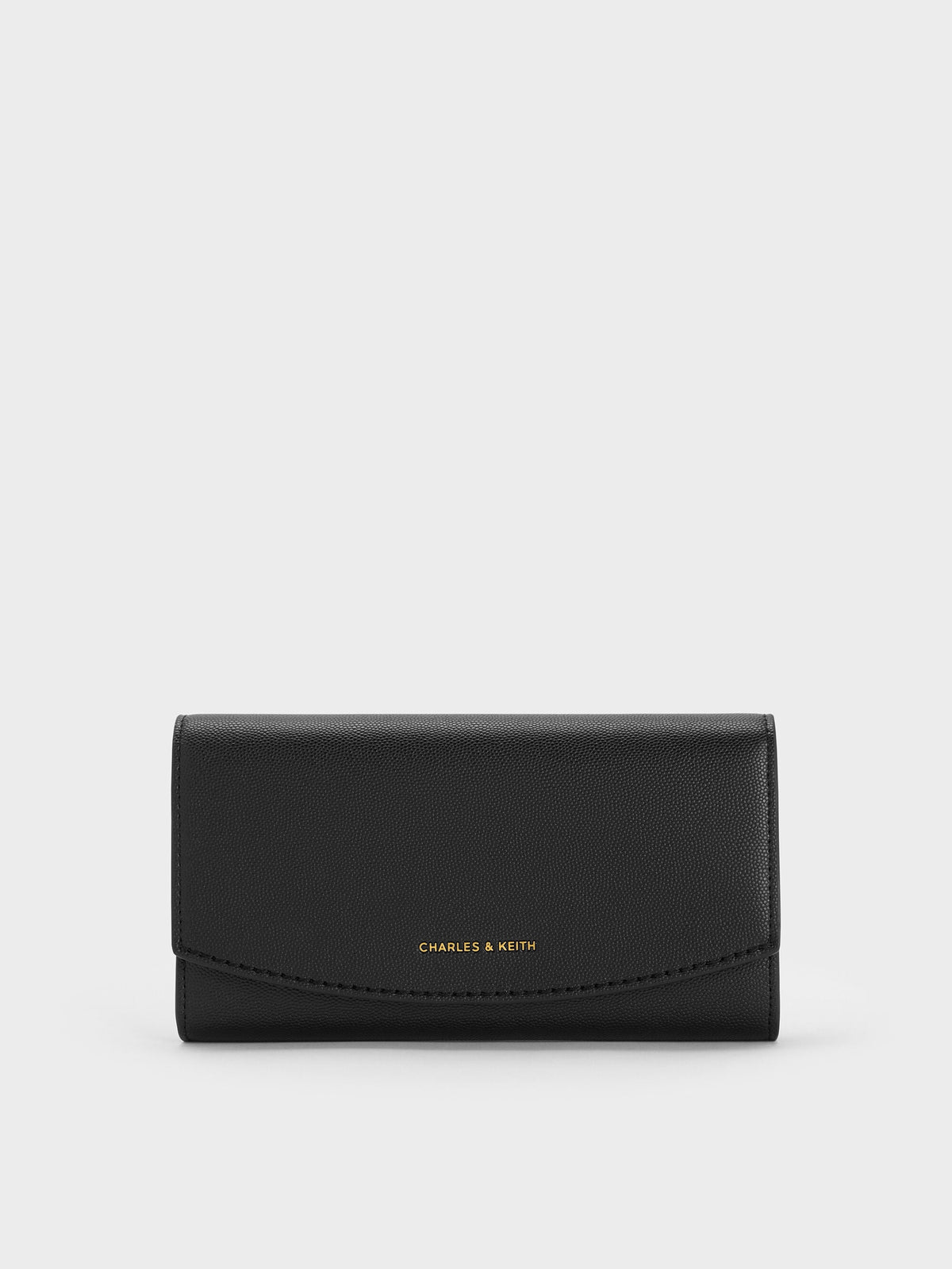 CHARLES & KEITH Smart Buy | Briony Curved Flap Long Wallet - Black