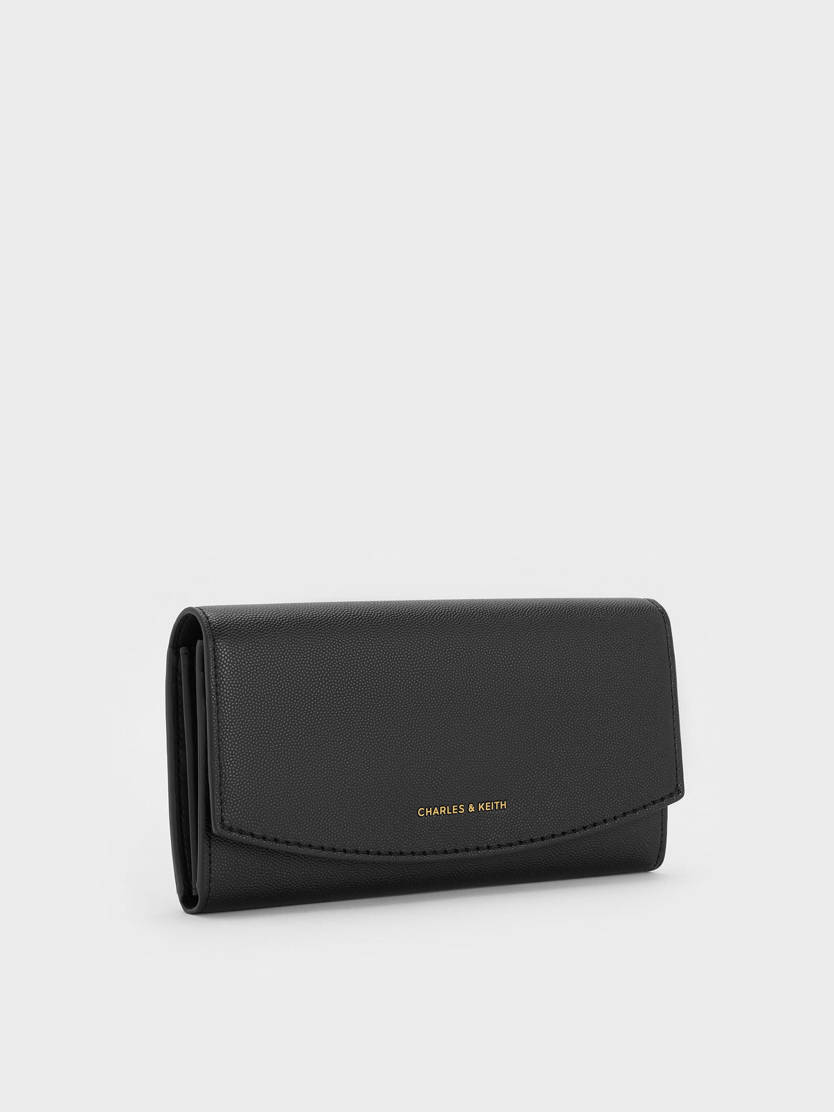 CHARLES & KEITH Smart Buy | Briony Curved Flap Long Wallet - Black