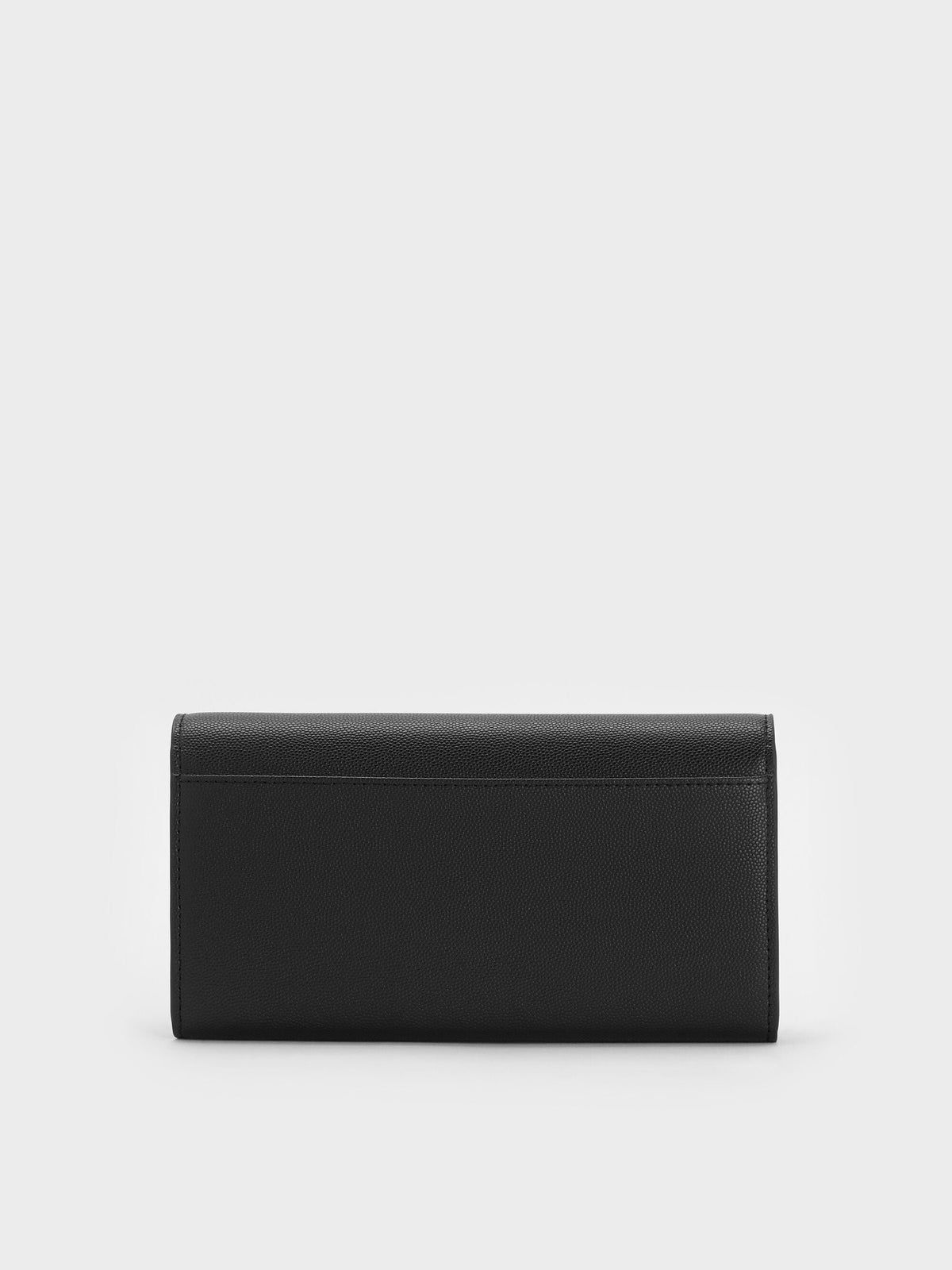 CHARLES & KEITH Smart Buy | Briony Curved Flap Long Wallet - Black