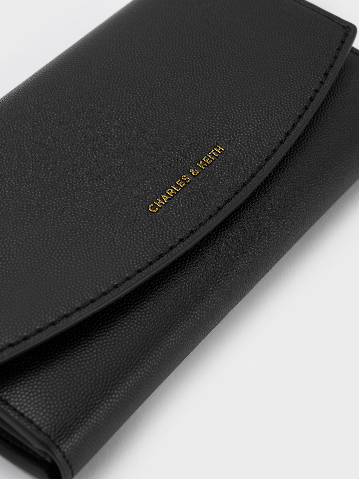 CHARLES & KEITH Smart Buy | Briony Curved Flap Long Wallet - Black