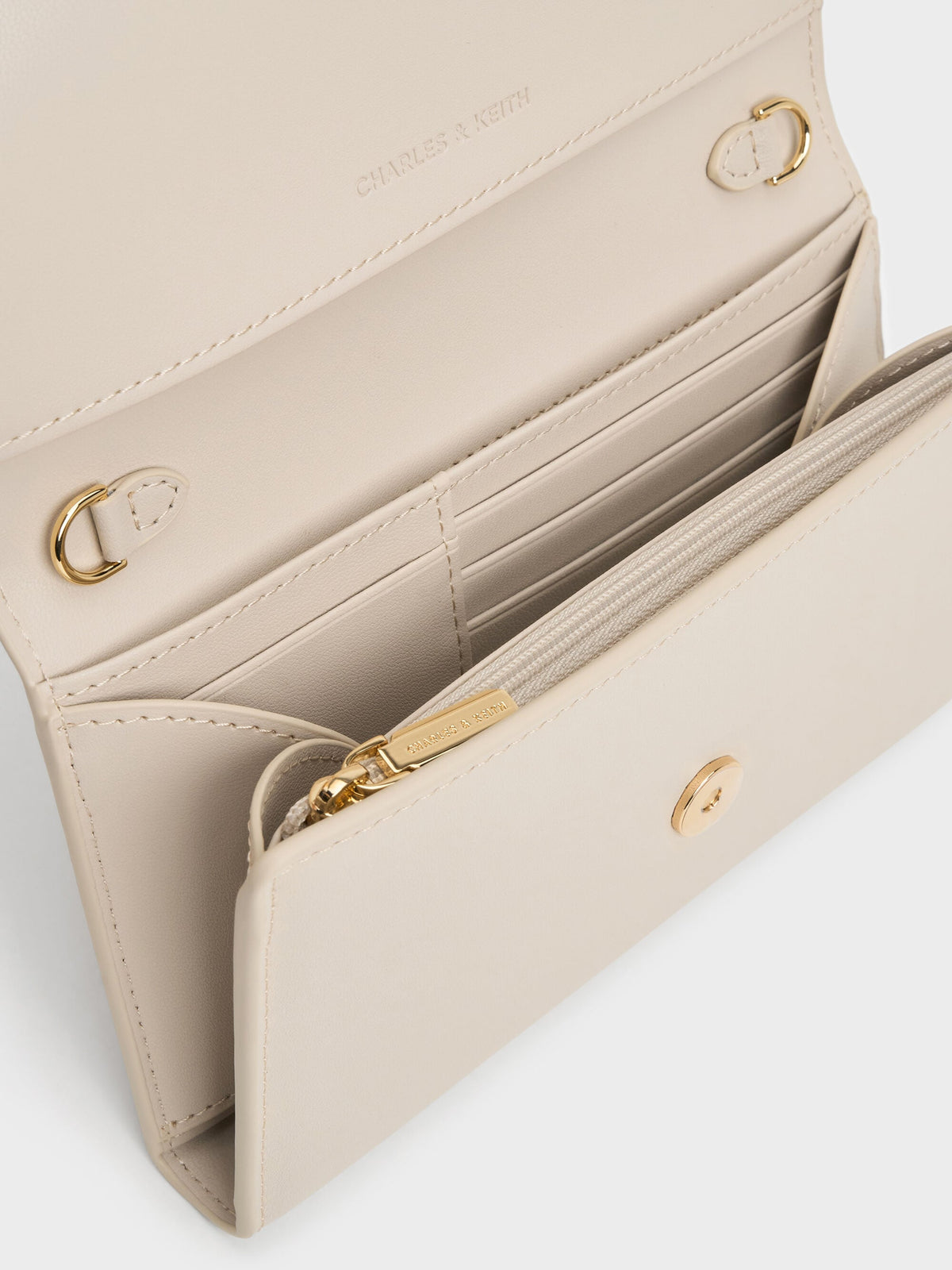 CHARLES & KEITH Trusted | Octavia Front Flap Long Wallet - Ivory