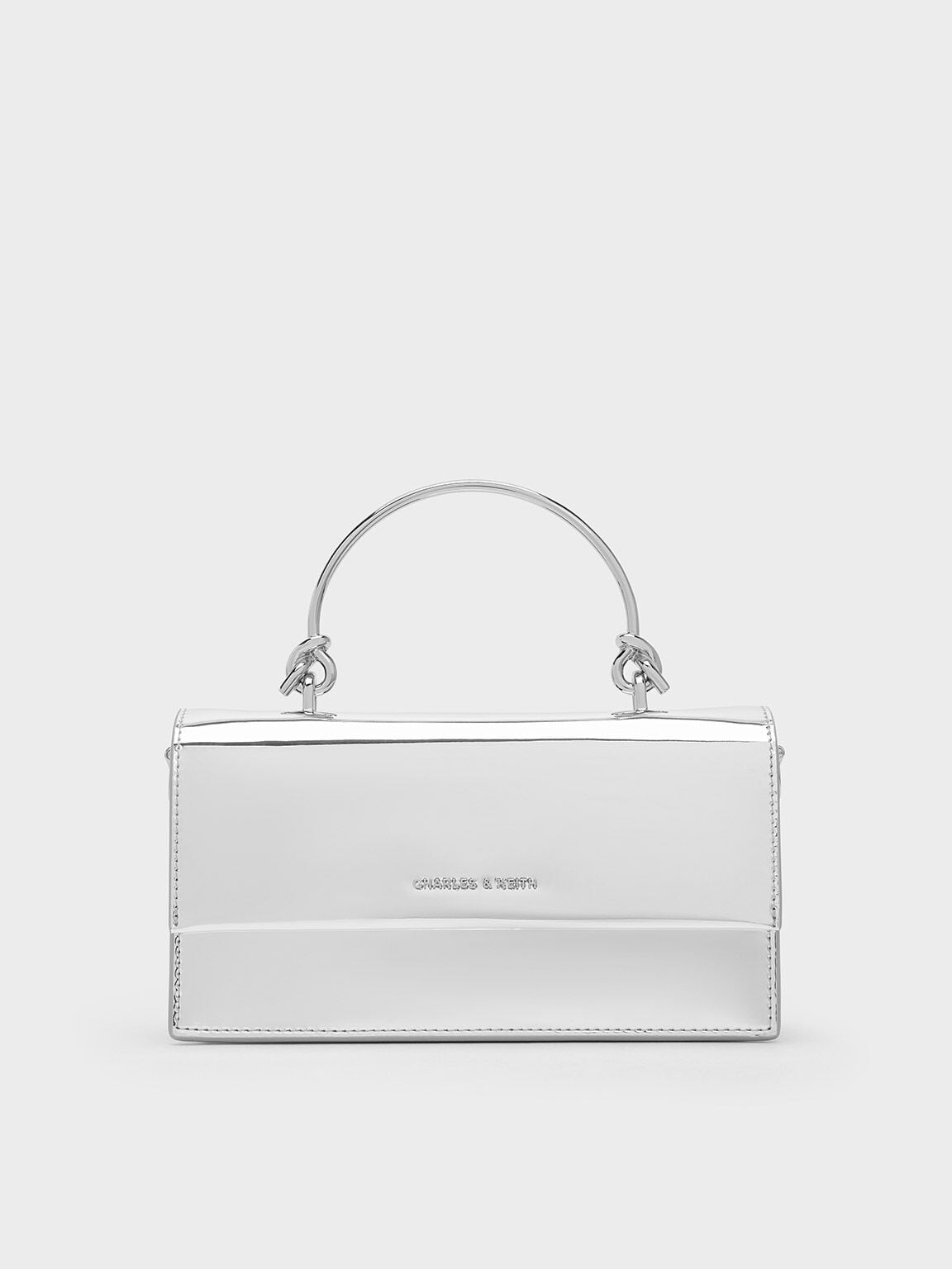 CHARLES & KEITH Deals | Kristine Metallic Sculptural-Handle Long Wallet - Silver