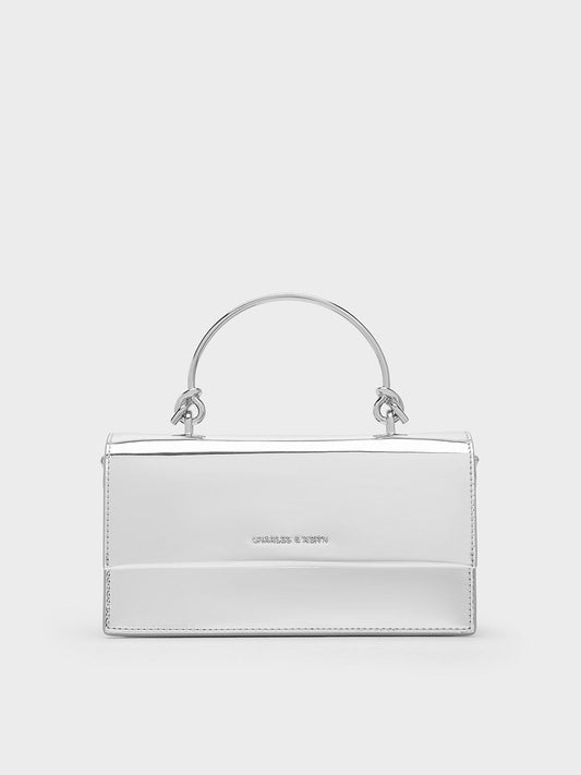 CHARLES & KEITH Deals | Kristine Metallic Sculptural-Handle Long Wallet - Silver