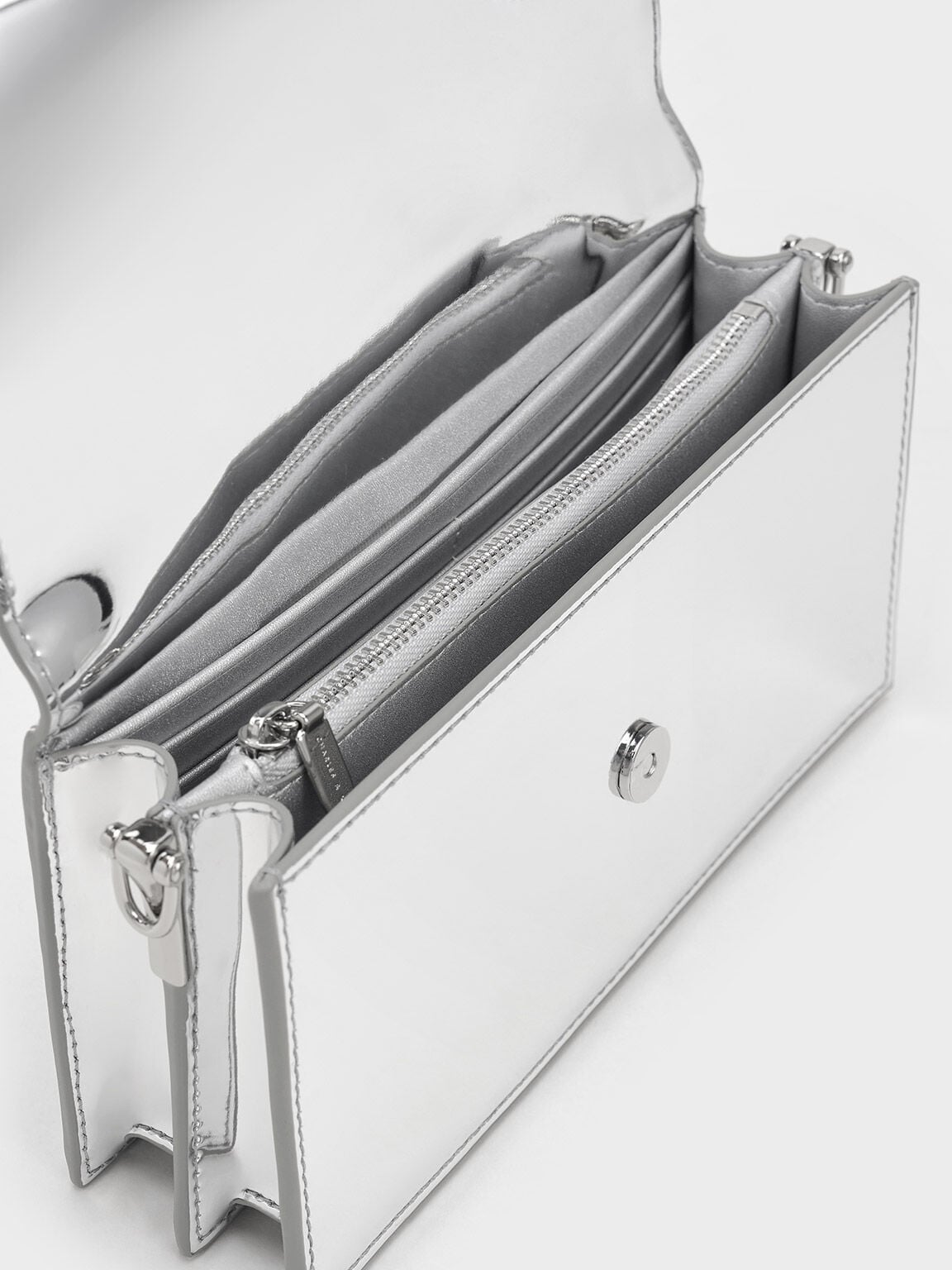 CHARLES & KEITH Deals | Kristine Metallic Sculptural-Handle Long Wallet - Silver
