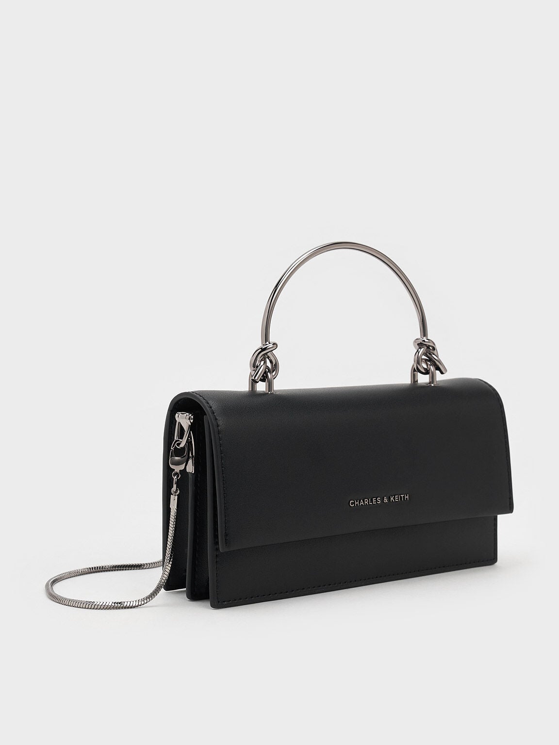 CHARLES & KEITH Sale | Kristine Sculptural-Handle Long Wallet - Noir