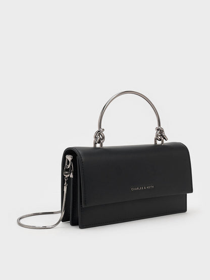 CHARLES & KEITH Sale | Kristine Sculptural-Handle Long Wallet - Noir
