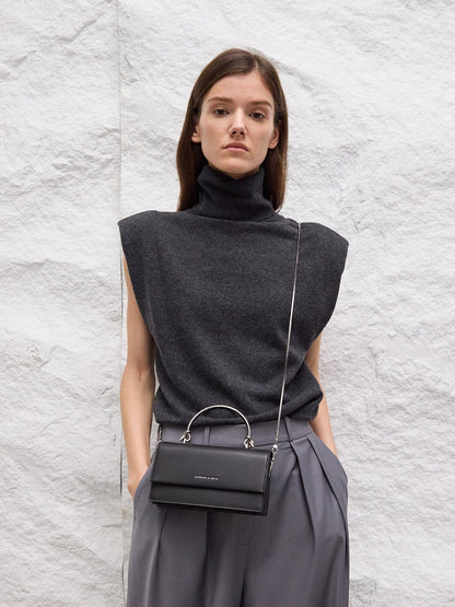 CHARLES & KEITH Sale | Kristine Sculptural-Handle Long Wallet - Noir