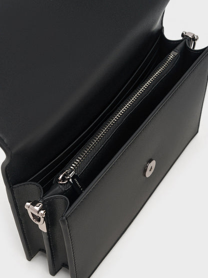 CHARLES & KEITH Sale | Kristine Sculptural-Handle Long Wallet - Noir
