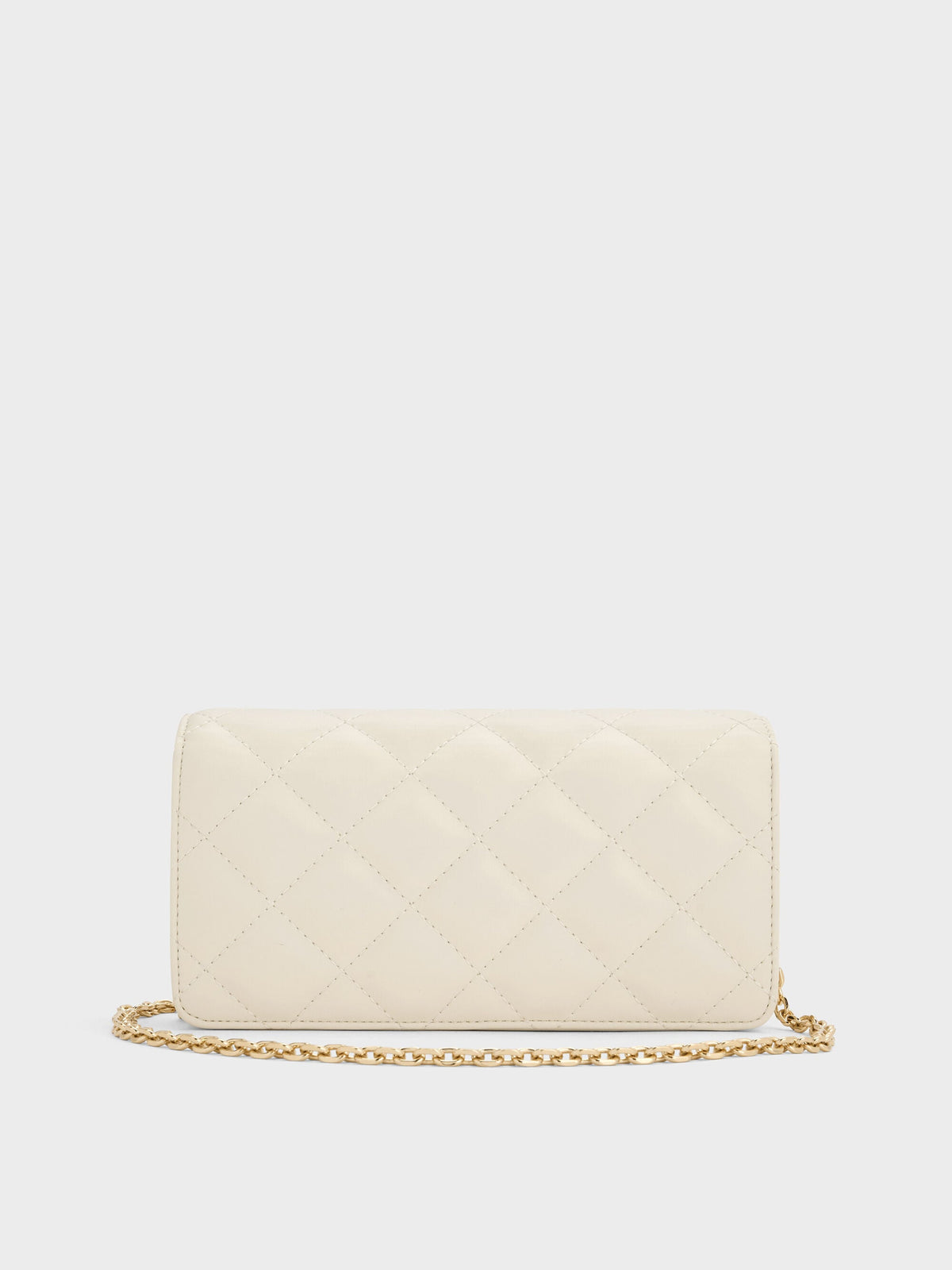 CHARLES & KEITH Trusted | Arrietty Quilted Wallet On Chain - Cream