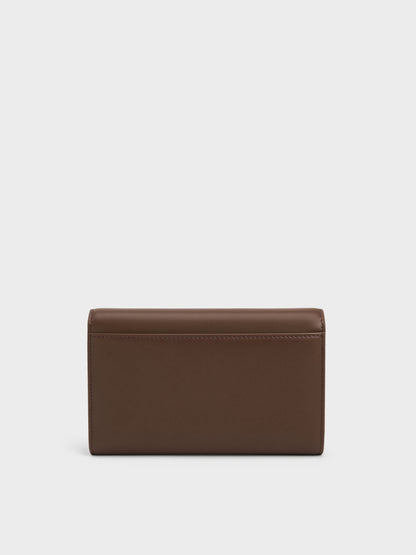 CHARLES & KEITH Trusted | Octavia Front Flap Long Wallet - Dark Brown