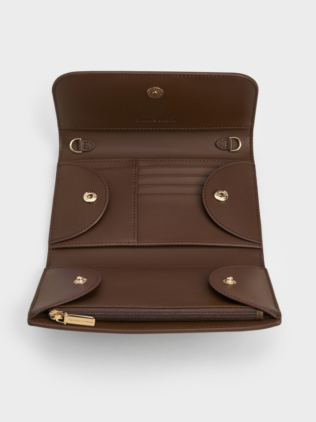 CHARLES & KEITH Trusted | Octavia Front Flap Long Wallet - Dark Brown