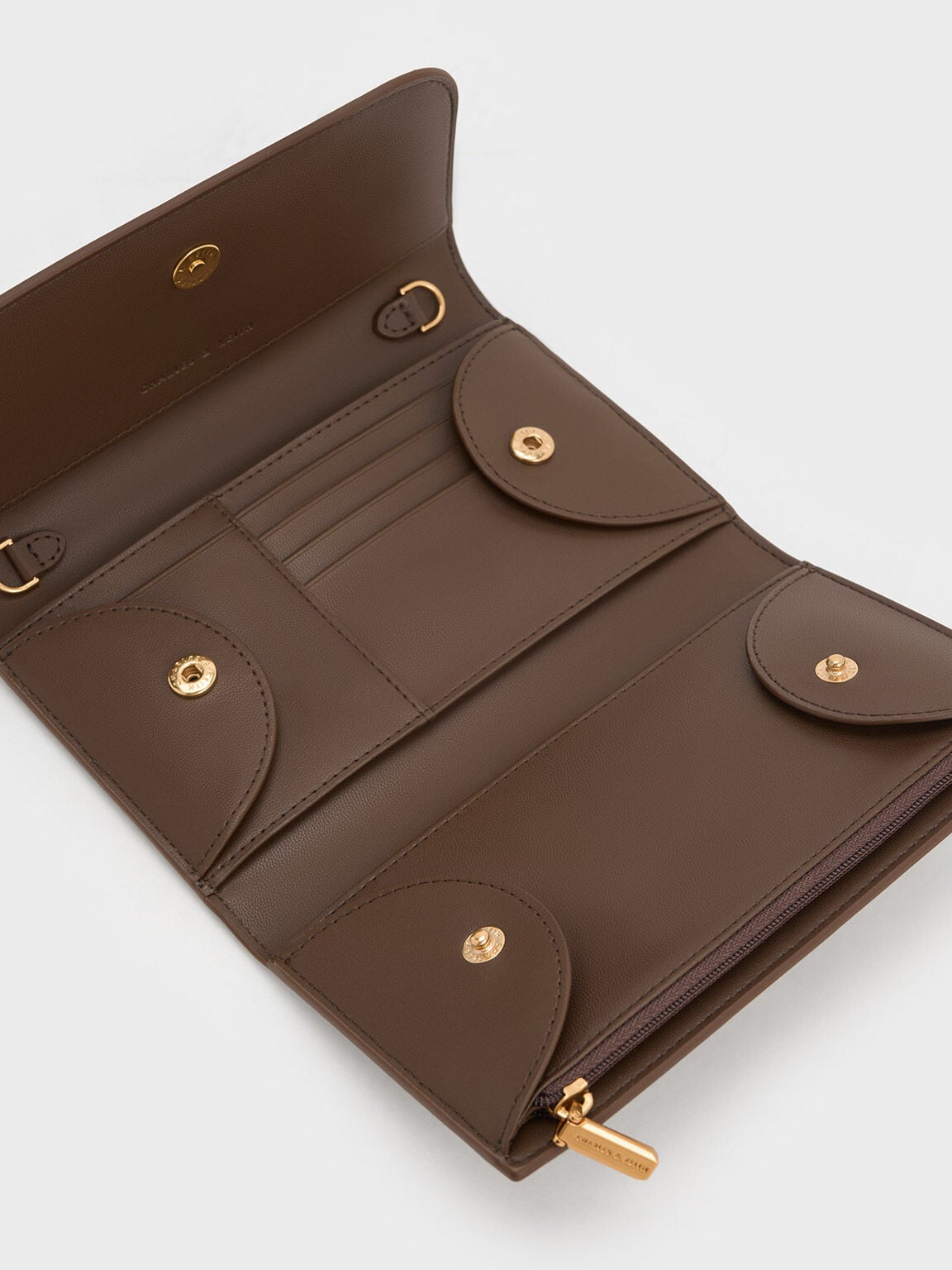 CHARLES & KEITH Trusted | Octavia Front Flap Long Wallet - Dark Brown