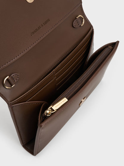 CHARLES & KEITH Trusted | Octavia Front Flap Long Wallet - Dark Brown