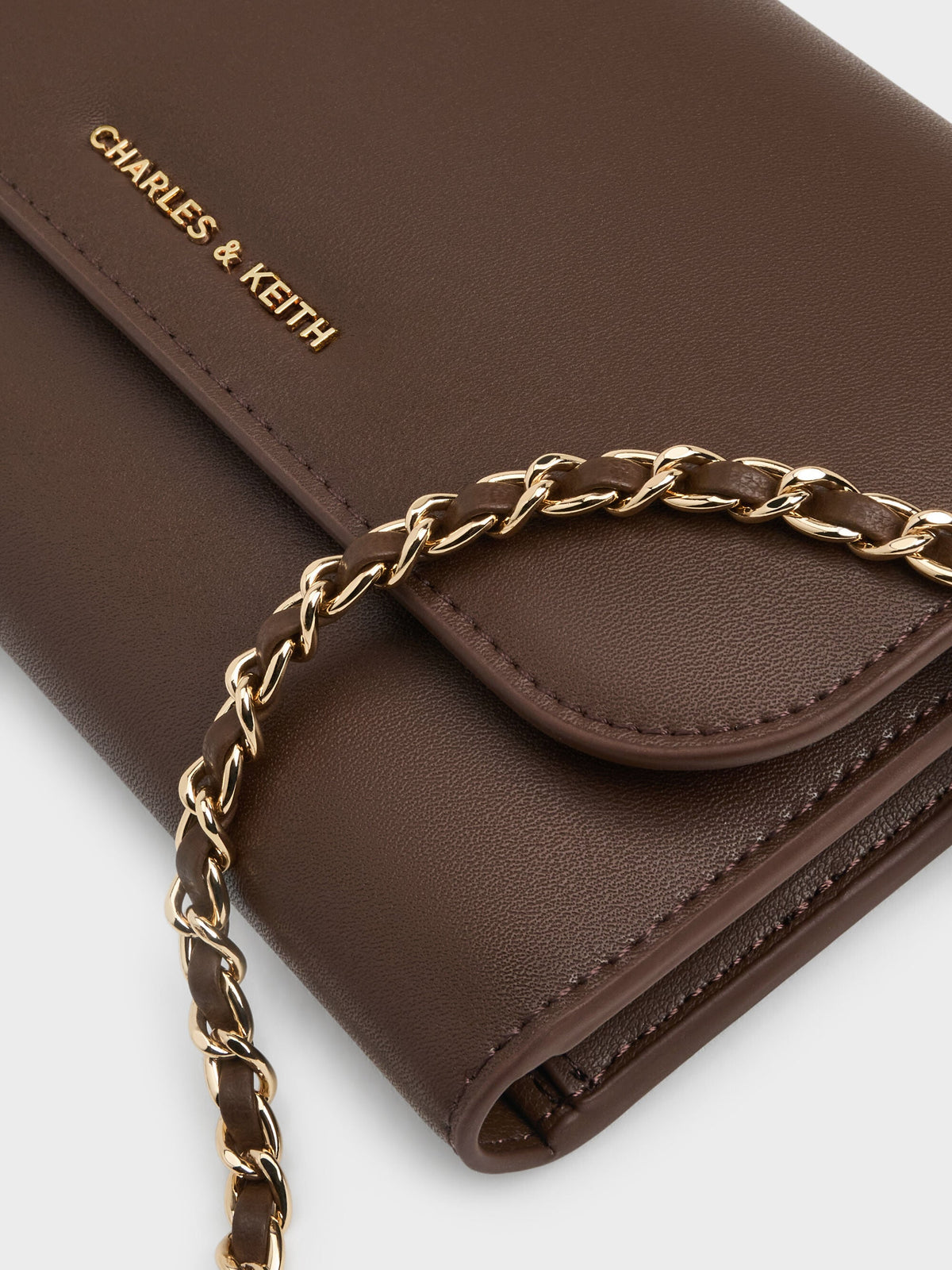 CHARLES & KEITH Trusted | Octavia Front Flap Long Wallet - Dark Brown