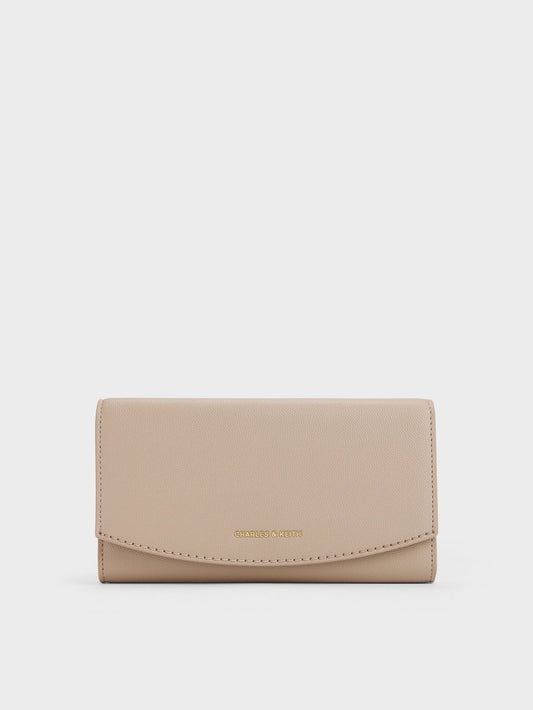 CHARLES & KEITH Trending | Briony Curved-Flap Long Wallet - Taupe