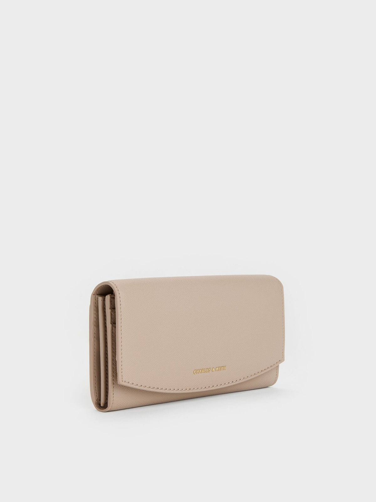 CHARLES & KEITH Trending | Briony Curved-Flap Long Wallet - Taupe