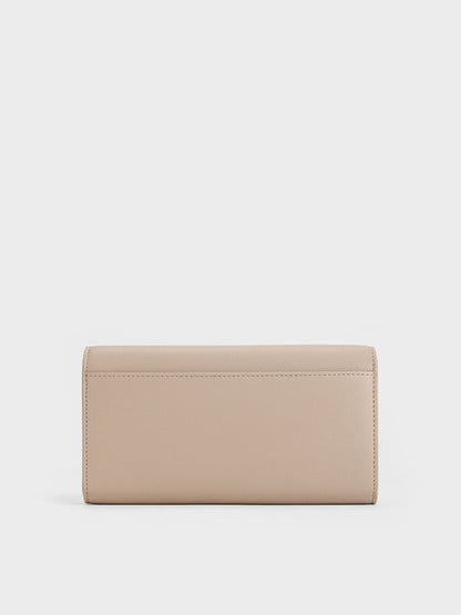CHARLES & KEITH Trending | Briony Curved-Flap Long Wallet - Taupe