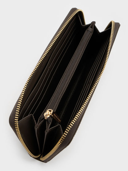 CHARLES & KEITH Sale | Dulcie Zip-Around Long Wallet - Dark Moss
