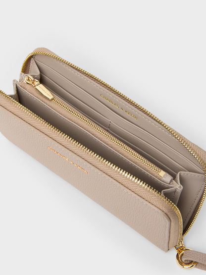 CHARLES & KEITH Sale | Chance Zip-Around Long Wallet - Taupe