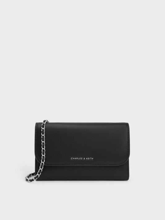 CHARLES & KEITH Smart Buy | Octavia Front Flap Long Wallet - Noir
