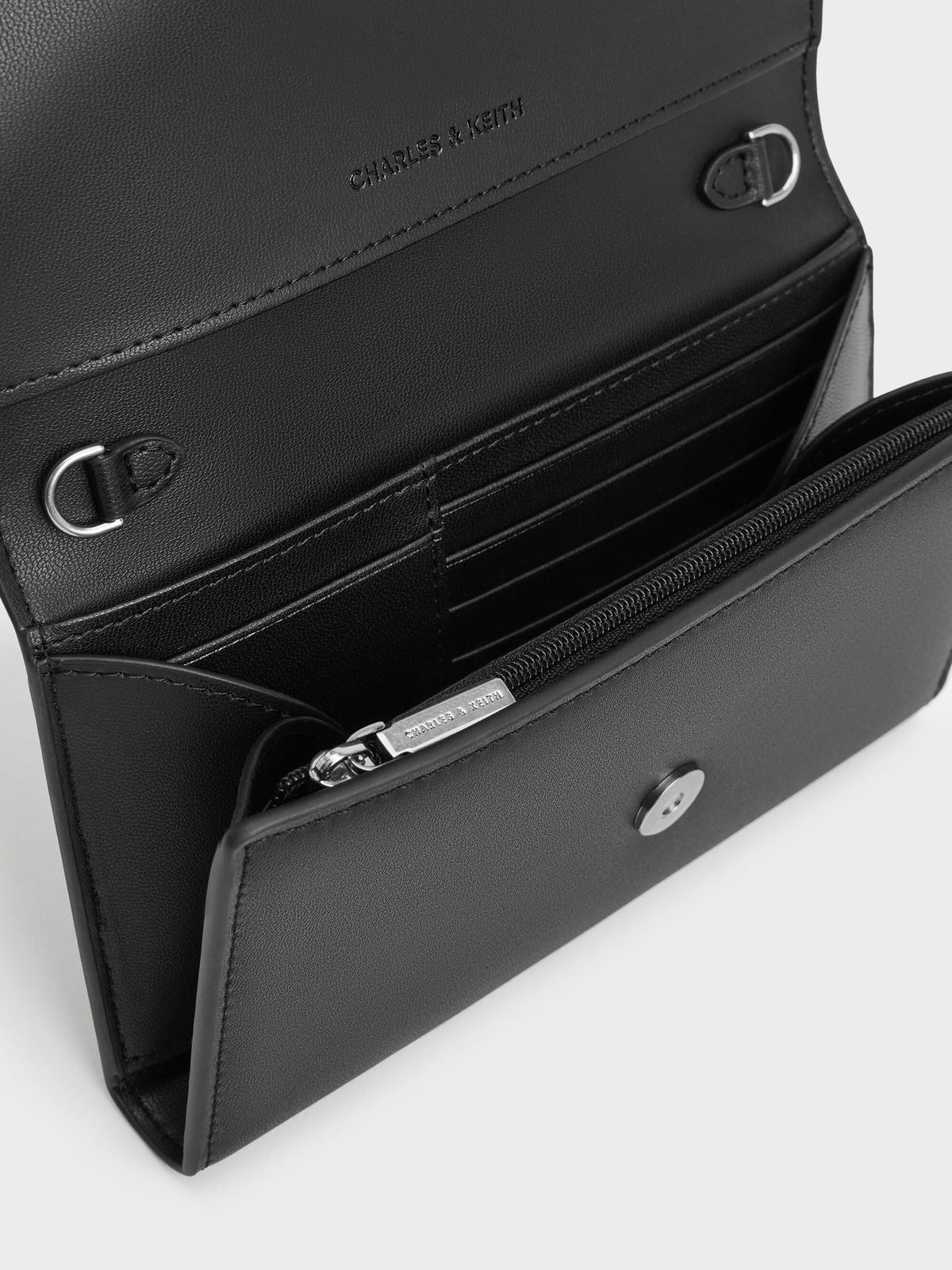 CHARLES & KEITH Smart Buy | Octavia Front Flap Long Wallet - Noir