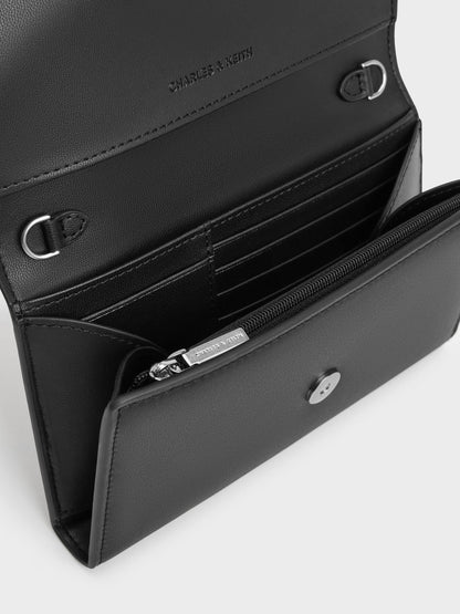 CHARLES & KEITH Smart Buy | Octavia Front Flap Long Wallet - Noir