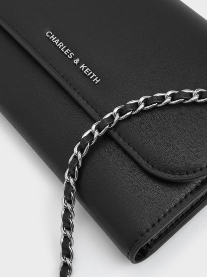 CHARLES & KEITH Smart Buy | Octavia Front Flap Long Wallet - Noir
