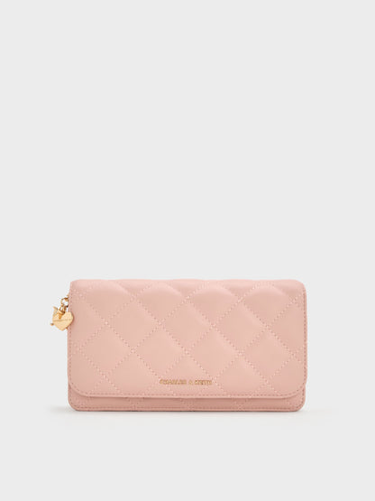 CHARLES & KEITH Popular | Arrietty Quilted Wallet On Chain - Light Pink
