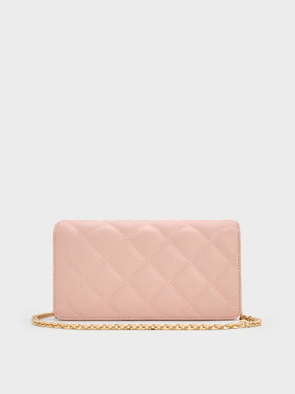 CHARLES & KEITH Popular | Arrietty Quilted Wallet On Chain - Light Pink
