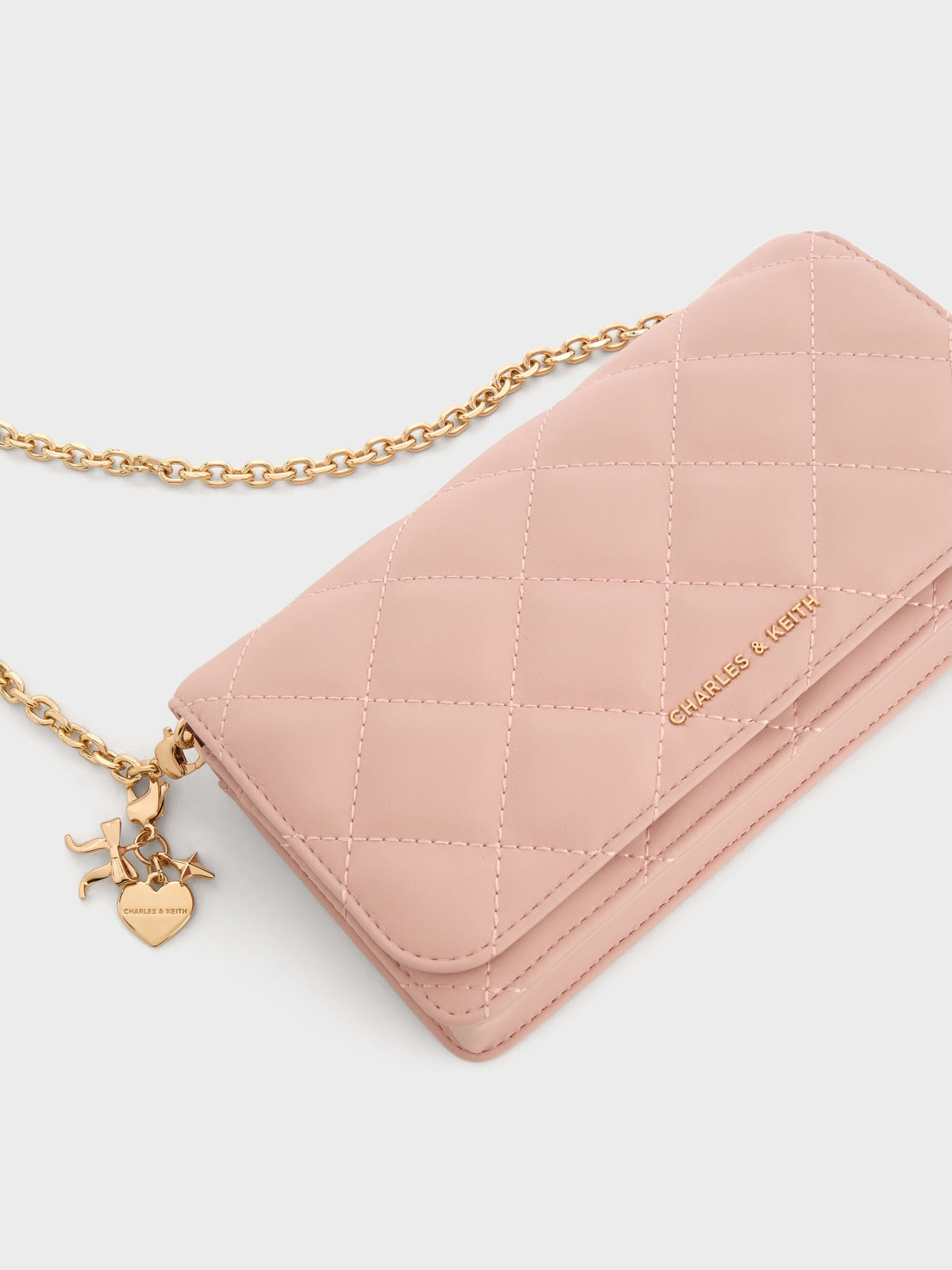 CHARLES & KEITH Popular | Arrietty Quilted Wallet On Chain - Light Pink