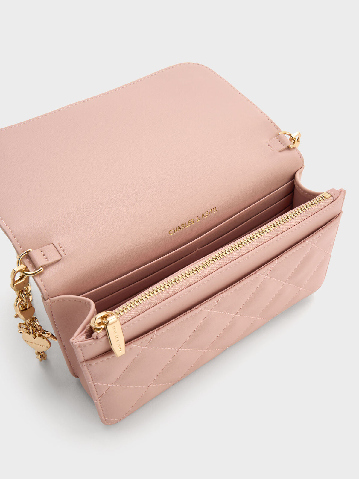 CHARLES & KEITH Popular | Arrietty Quilted Wallet On Chain - Light Pink