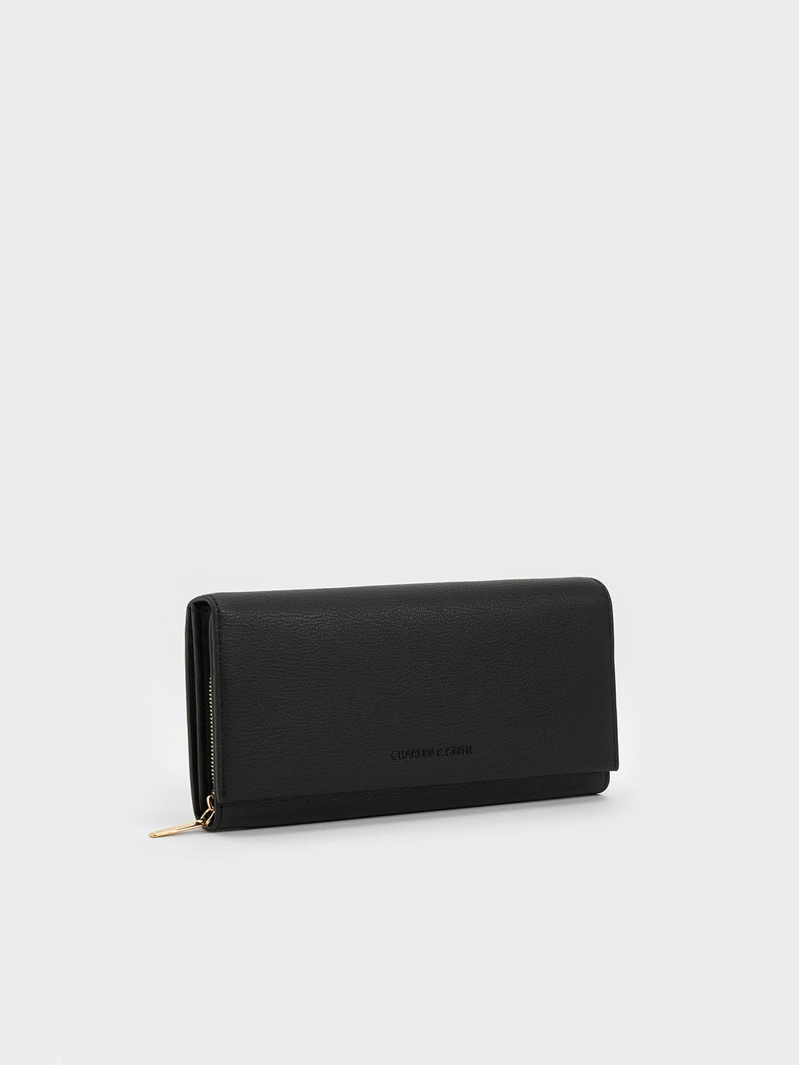 CHARLES & KEITH Latest | Muriel Front Flap Long Wallet - Black