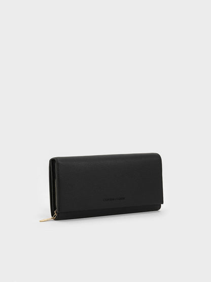 CHARLES & KEITH Latest | Muriel Front Flap Long Wallet - Black