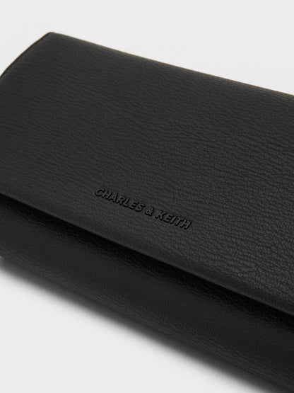 CHARLES & KEITH Latest | Muriel Front Flap Long Wallet - Black